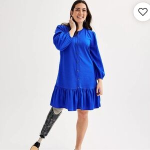 Vibrant Blue Button-Up Dress